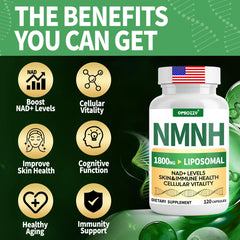 Qmiozzy NMNH liposomal delivery graphic illustrating improved bioavailability.