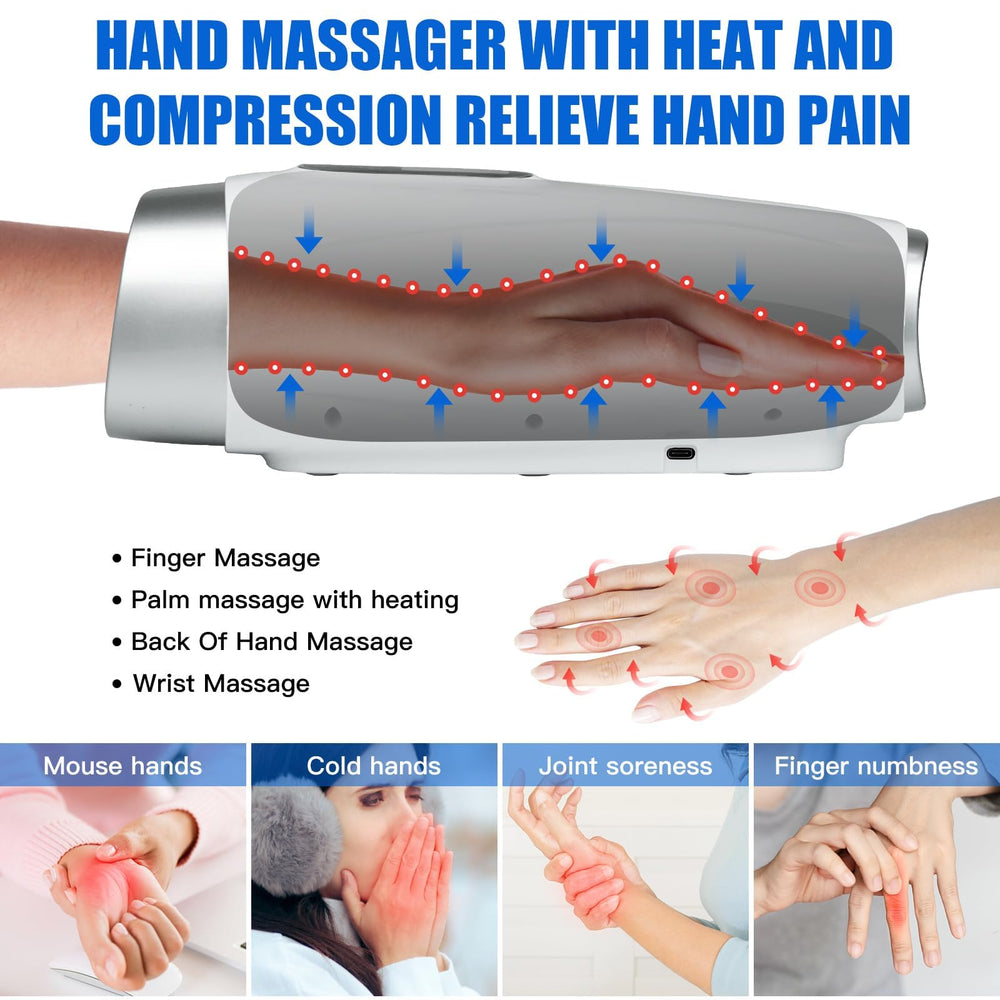 QMKGEC hand massager showing adjustable heat settings for comfort