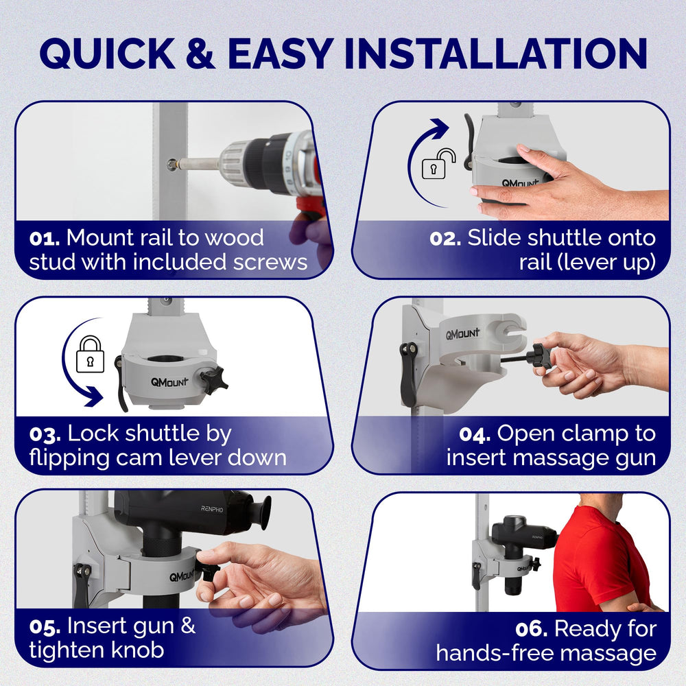 QMount compatible with Theragun, Ekrin, and Hyperice for versatile use.