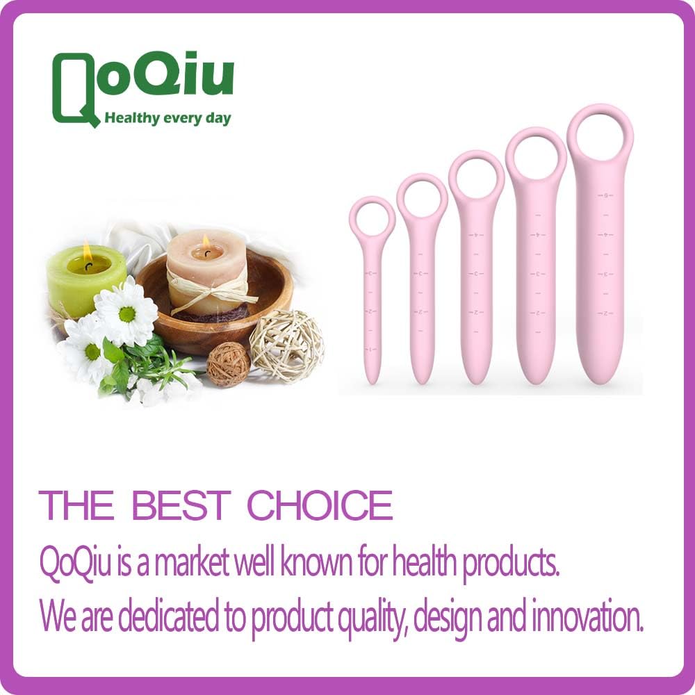 QoQiu pelvic wand massager in pink silicone for at-home routines.