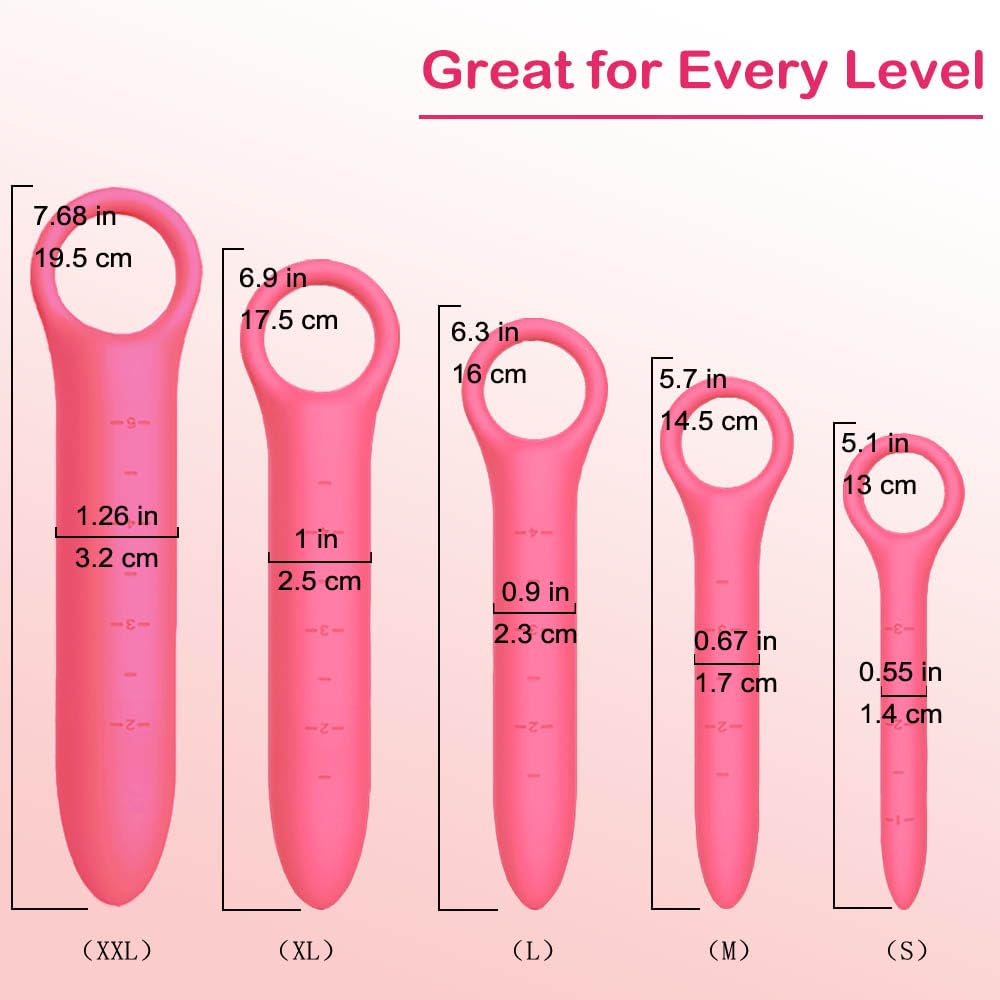 QoQiu silicone dilators XL red ergonomic grip for comfortable practice.