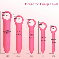 QoQiu silicone dilators XL red ergonomic grip for comfortable practice.