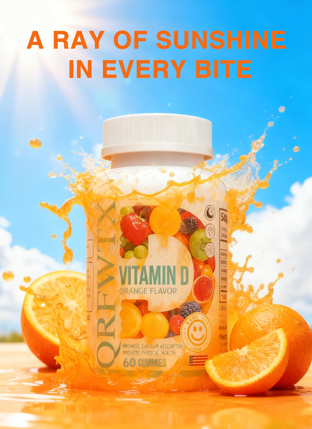 Vegan D2 gummies designed for easy daily consumption.