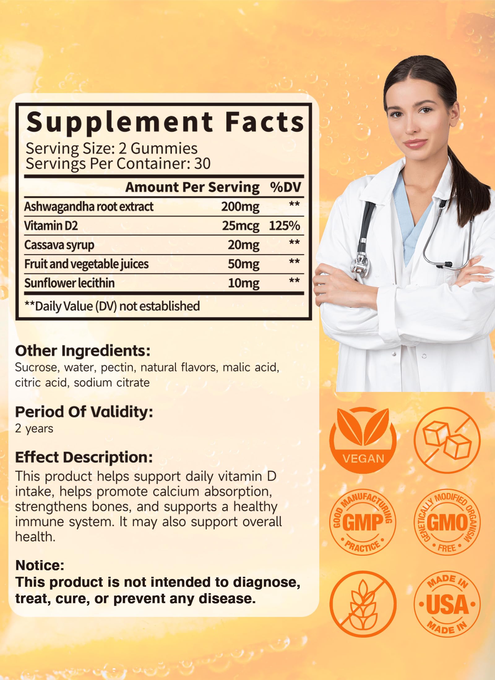 Non-GMO, gluten-free, gelatin-free vitamin D2 gummies for everyday use.
