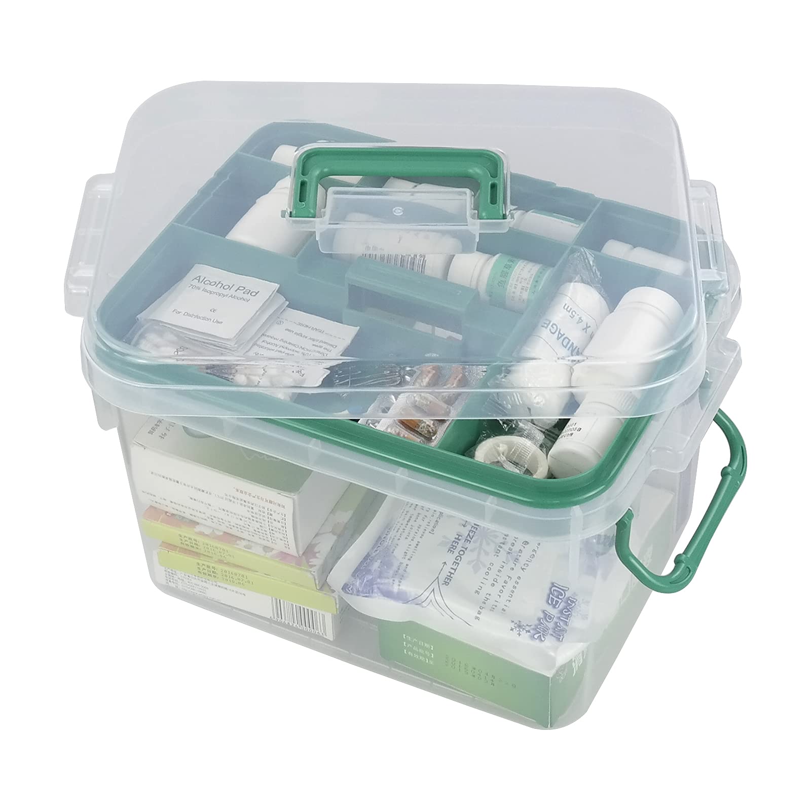 Qskely clear storage box front view shows quick content visibility.
