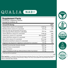 Qualia NAD capsules close-up highlighting compact daily vitality.