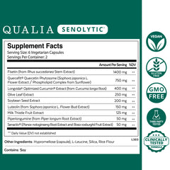 Qualia Senolytic capsules inside the bottle imply simple daily dosing for wellness