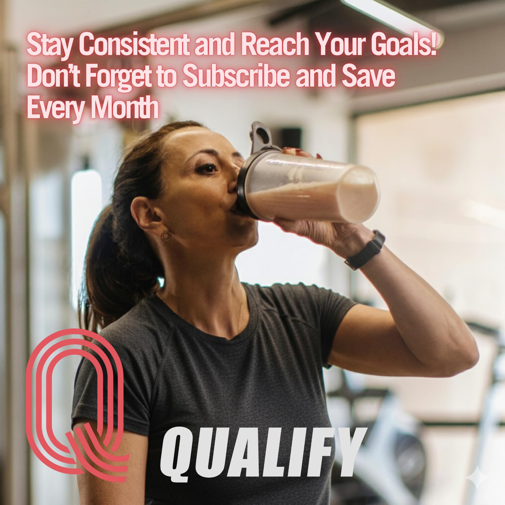 Qualify Strawberry Whey Protein Powder nutrition panel highlights protein and amino acids