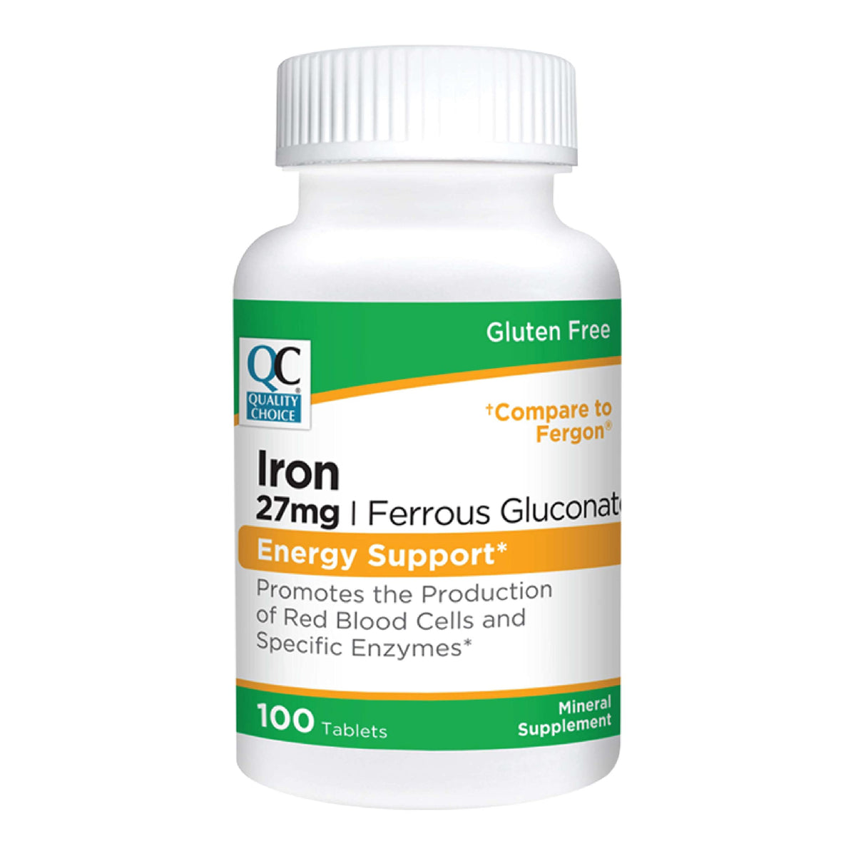 Quality Choice Energy Iron 27mg bottle front for daily vitality