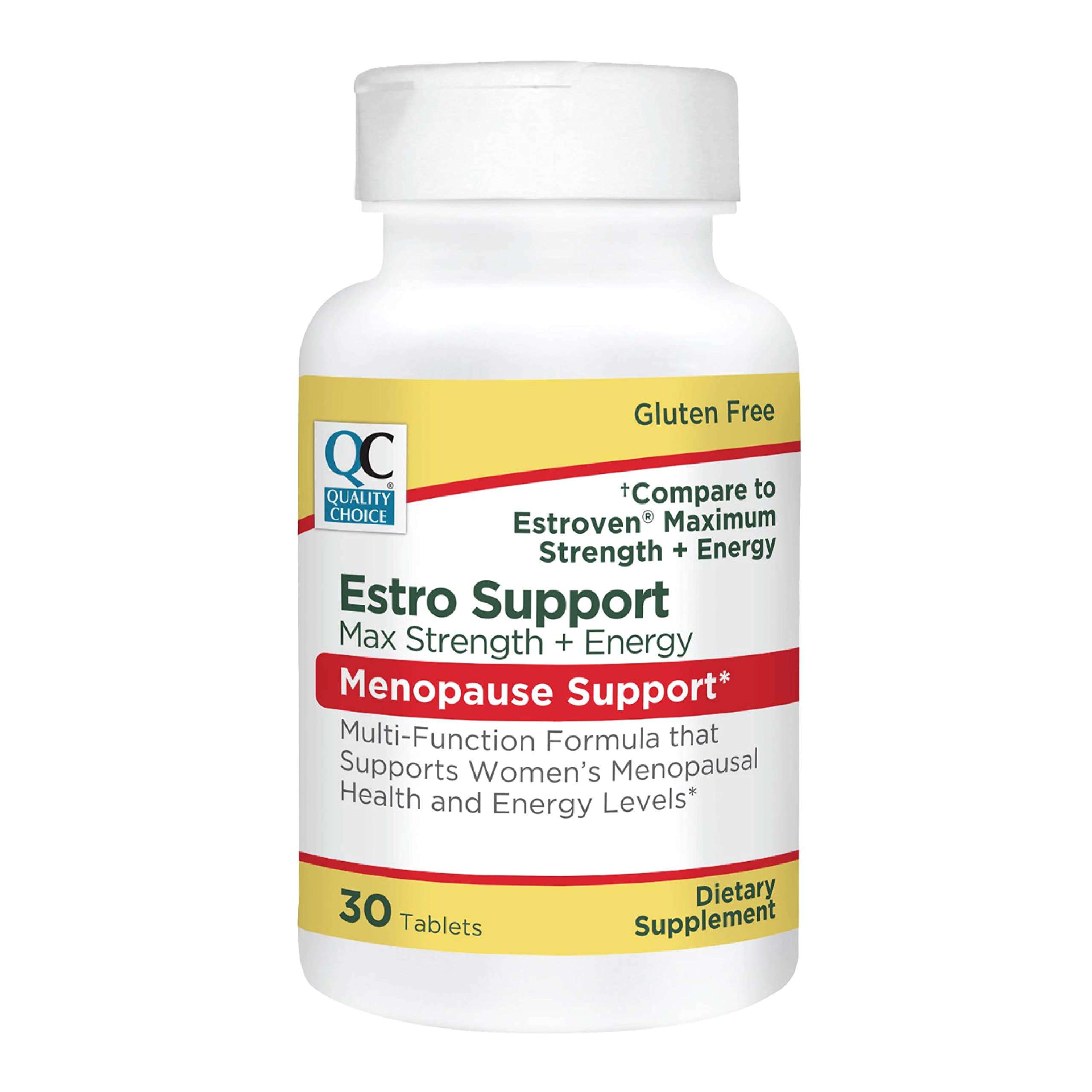 Quality Choice Estro Support Max Energy bottle showing tablets for menopause energy support