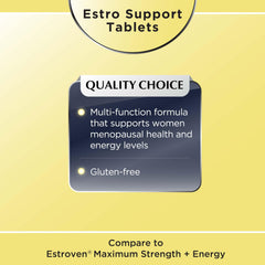 Quality Choice Estro Support Max Energy tablets with packaging for hot flashes relief