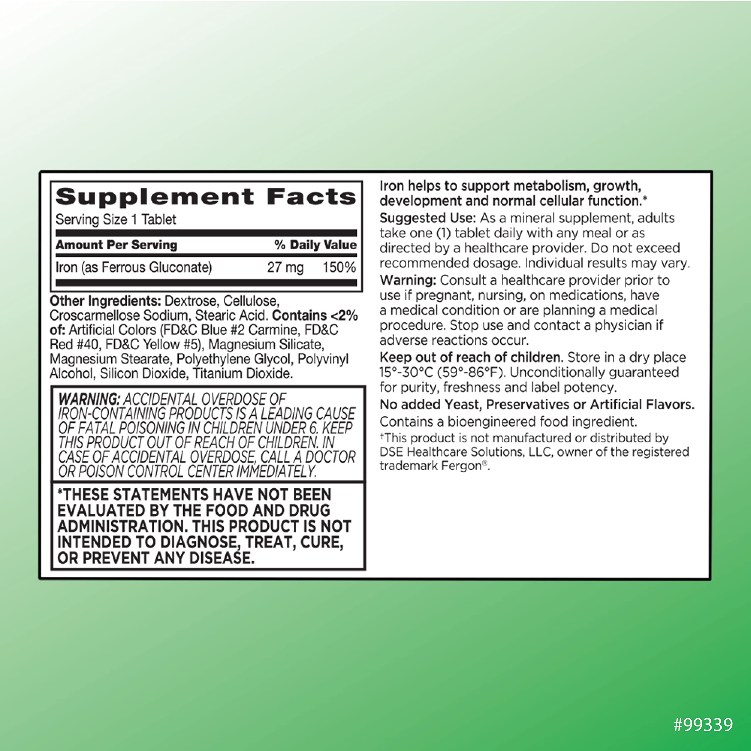 Quality Choice Ferrous Gluconate 27mg packaging