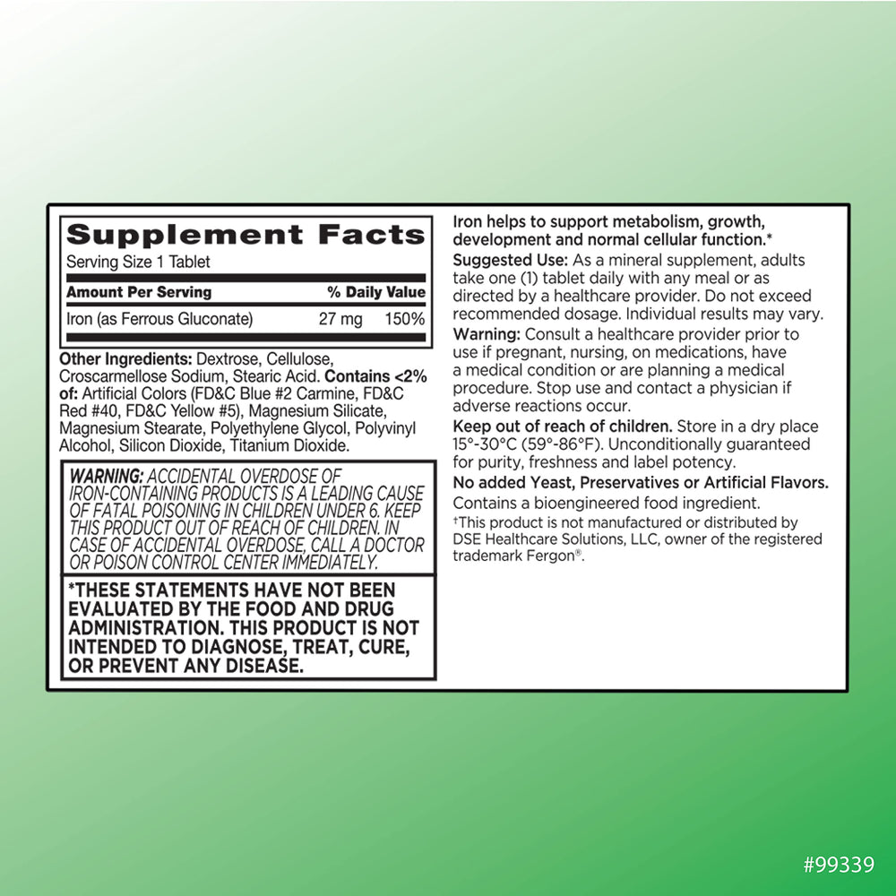 Quality Choice Ferrous Gluconate 27mg packaging