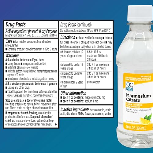 Quality Choice Magnesium Citrate cherry pour demonstrates quick-action relief and easy dosing