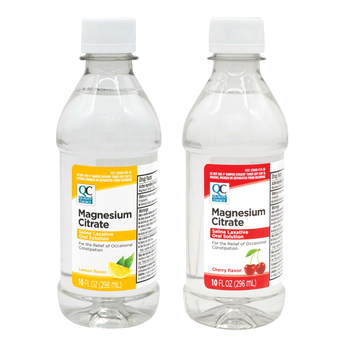 Quality Choice Magnesium Citrate lemon bottle offers a citrus-flavored laxative for gentle relief