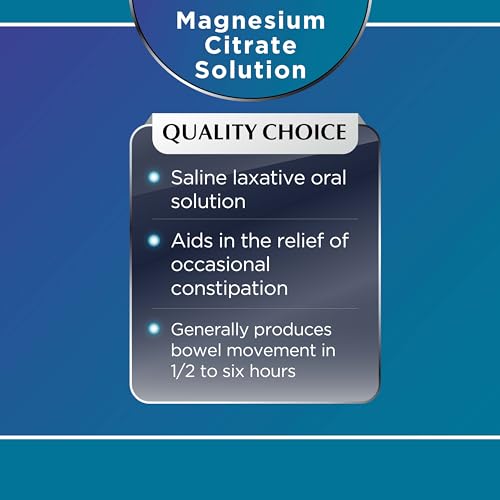 Quality Choice Magnesium Citrate lemon pour shows fast-acting relief in a ready-to-use bottle