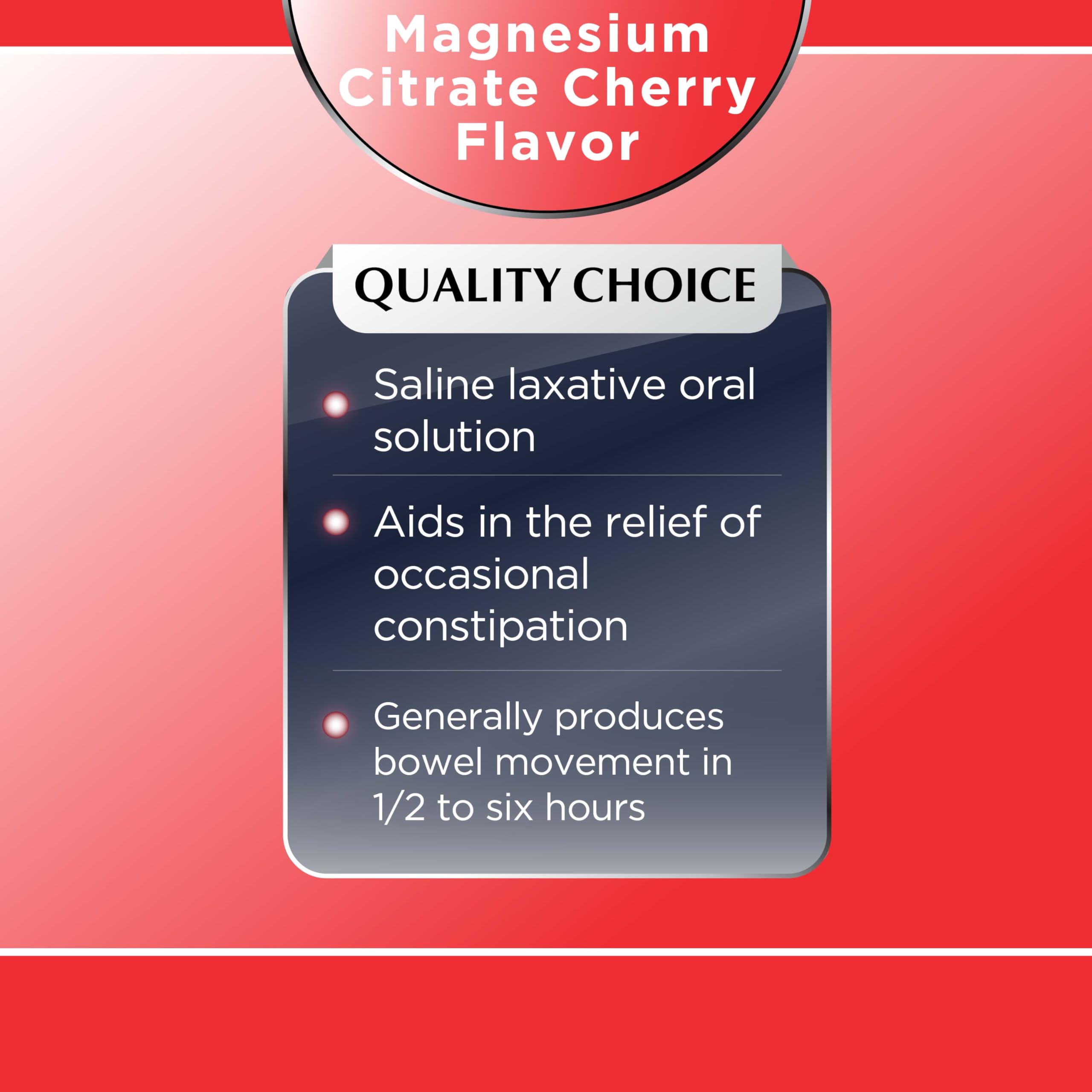 Quality Choice Magnesium Citrate 10oz packaging emphasizes convenient at-home use
