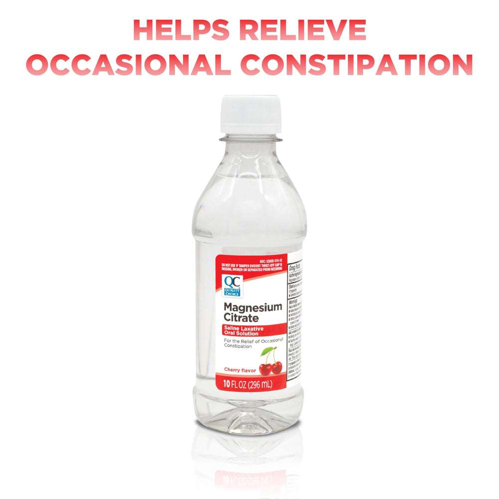 Quality Choice Magnesium Citrate Cherry-label highlights pleasant taste and packaging
