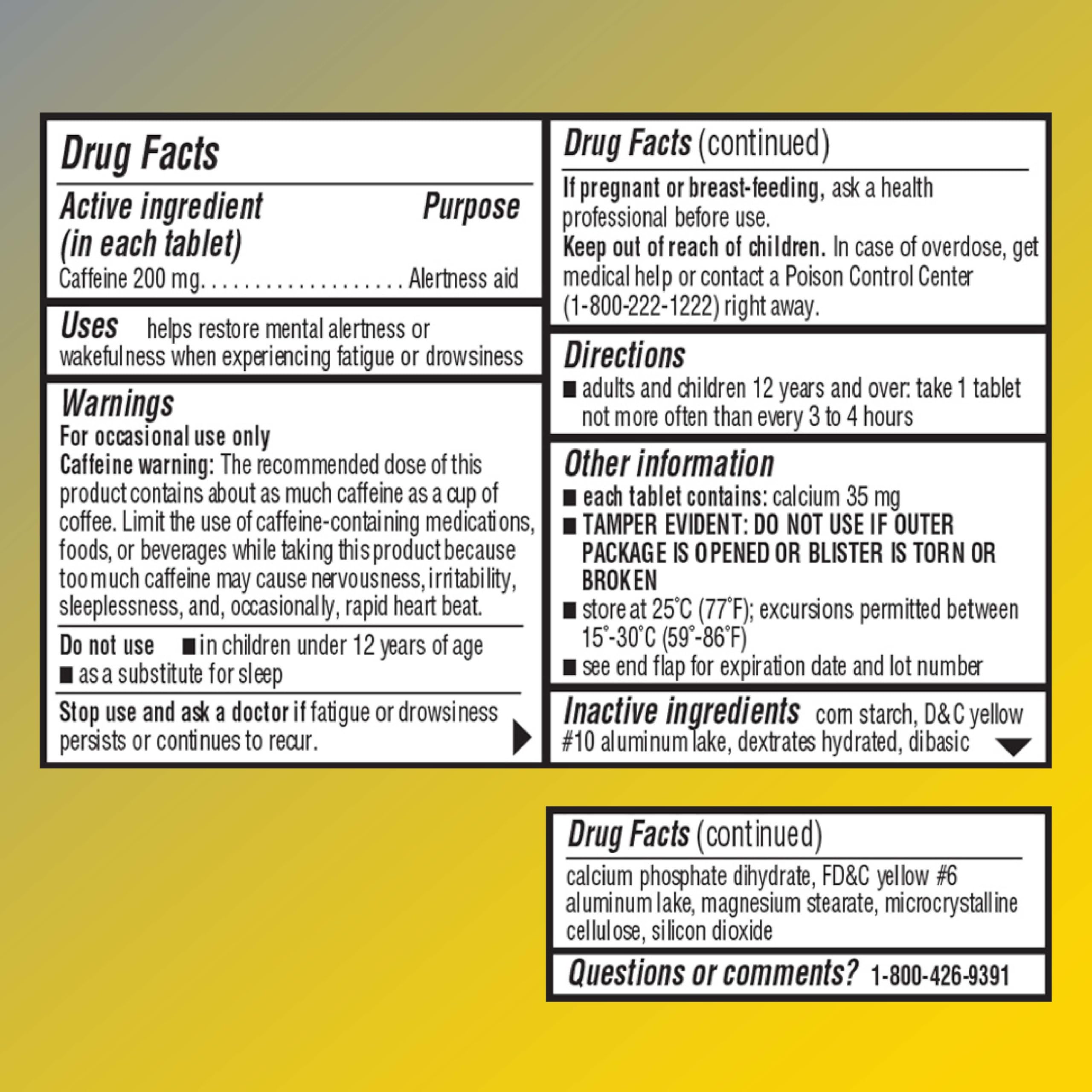 Close-up of Quality Choice Stay Awake caffeine tablet