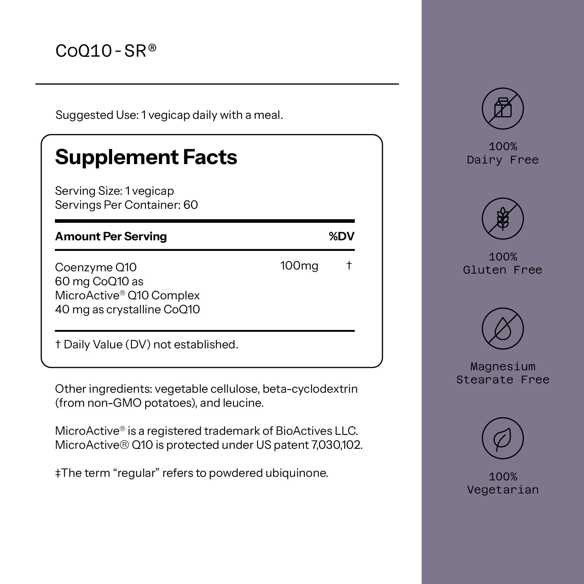 Quality of Life CoQ10-SR capsules pour, highlighting convenient small capsules for steady energy.