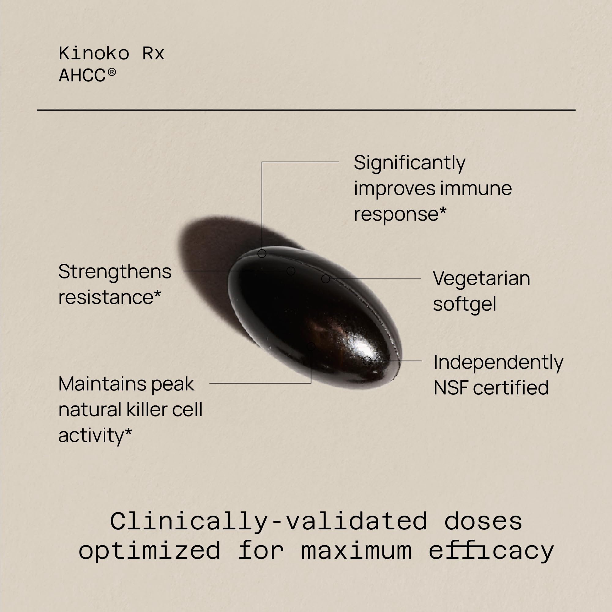 Quality of Life AHCC Rx label closeup highlights mushroom blend