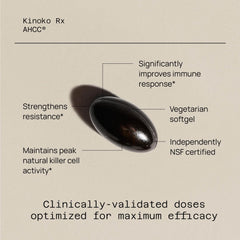 Quality of Life AHCC Rx label closeup highlights mushroom blend