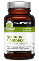 Quality of Life Immuno Complex bottle front featuring the AHCC blend for immune support