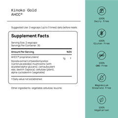 Kinoko Gold capsules close-up for convenient daily immune support.