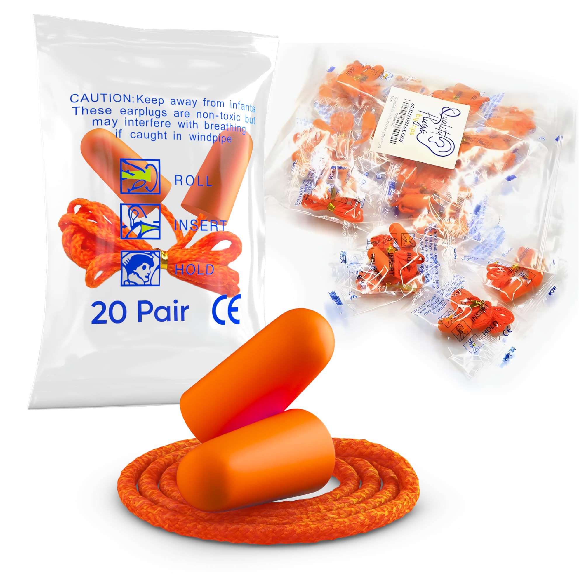Quality Plugs by Rips foam ear plugs rolled for a snug, comfortable fit