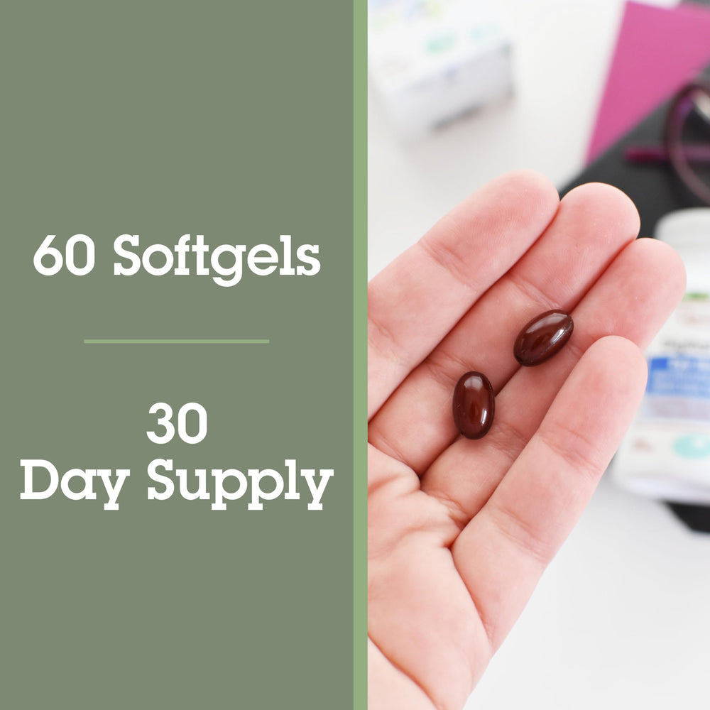 Quantum Digital Blue vitamin E and zinc illustration emphasizes daily eye fortification.