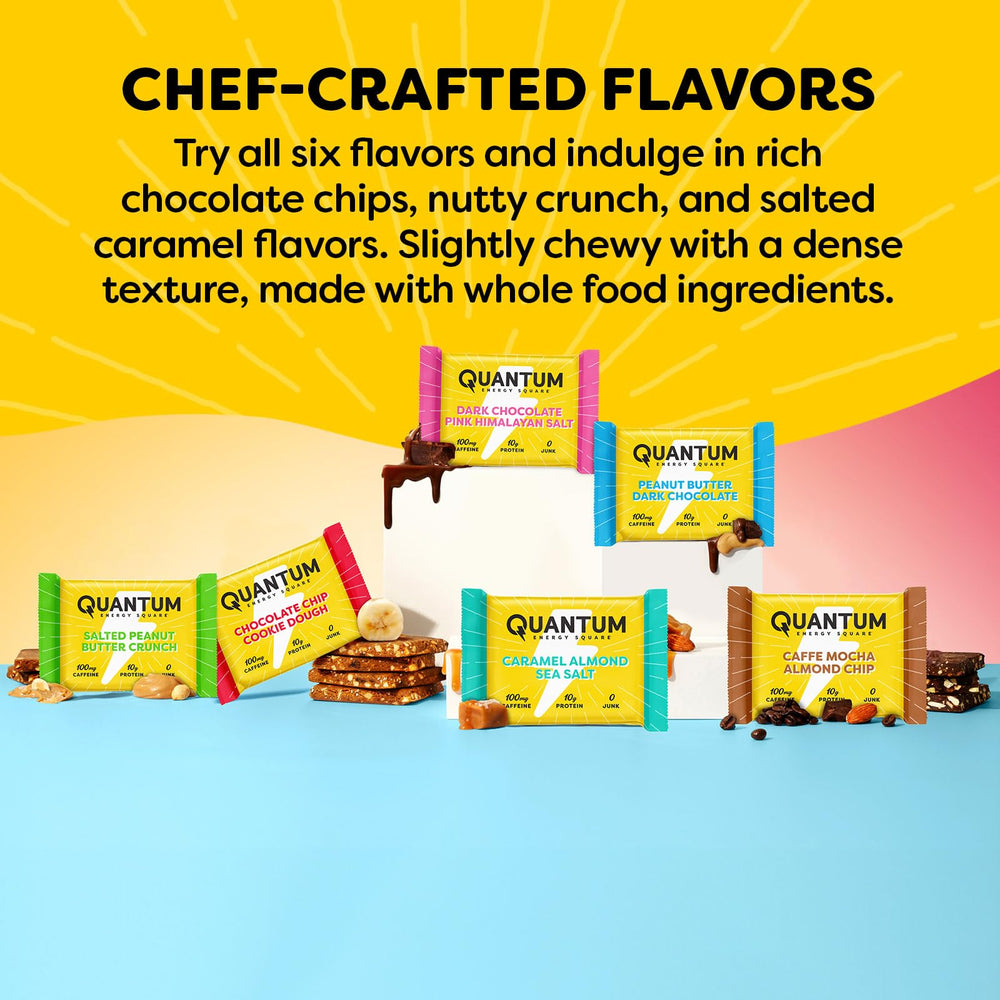 Quantum Energy Square bar ingredients; whole-food, plant-based nutrition for mindful snacking.