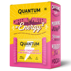 Quantum Energy Square – Caffeine + 10g Protein Bar | Vegan & Gluten-Free | Dark Chocolate Pink Himalayan Salt
