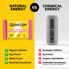 Quantum Energy Square – Caffeine + 10g Protein Bar | Vegan & Gluten-Free | Dark Chocolate Pink Himalayan Salt
