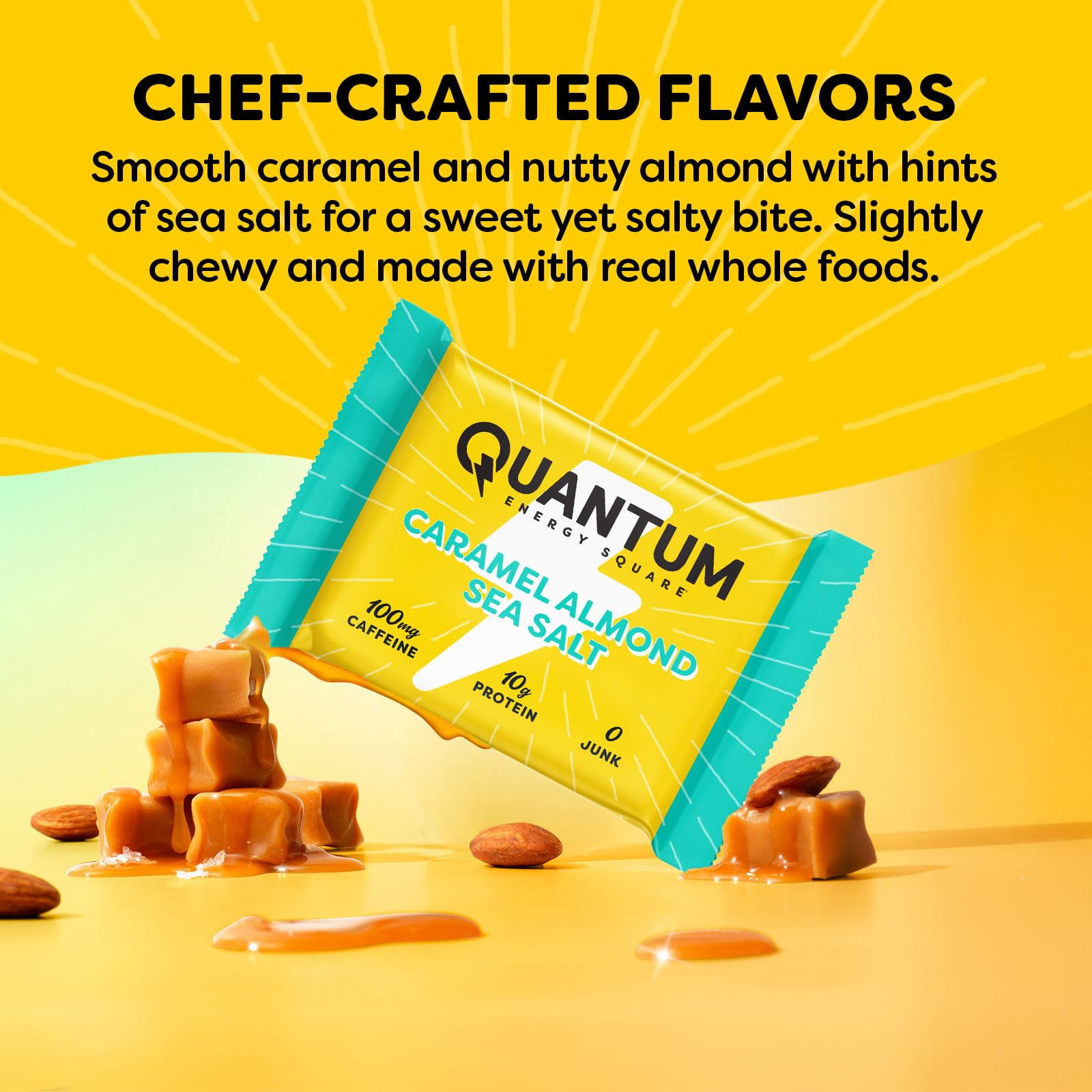 Quantum Energy Squares 10g protein bar side view showing nutrition