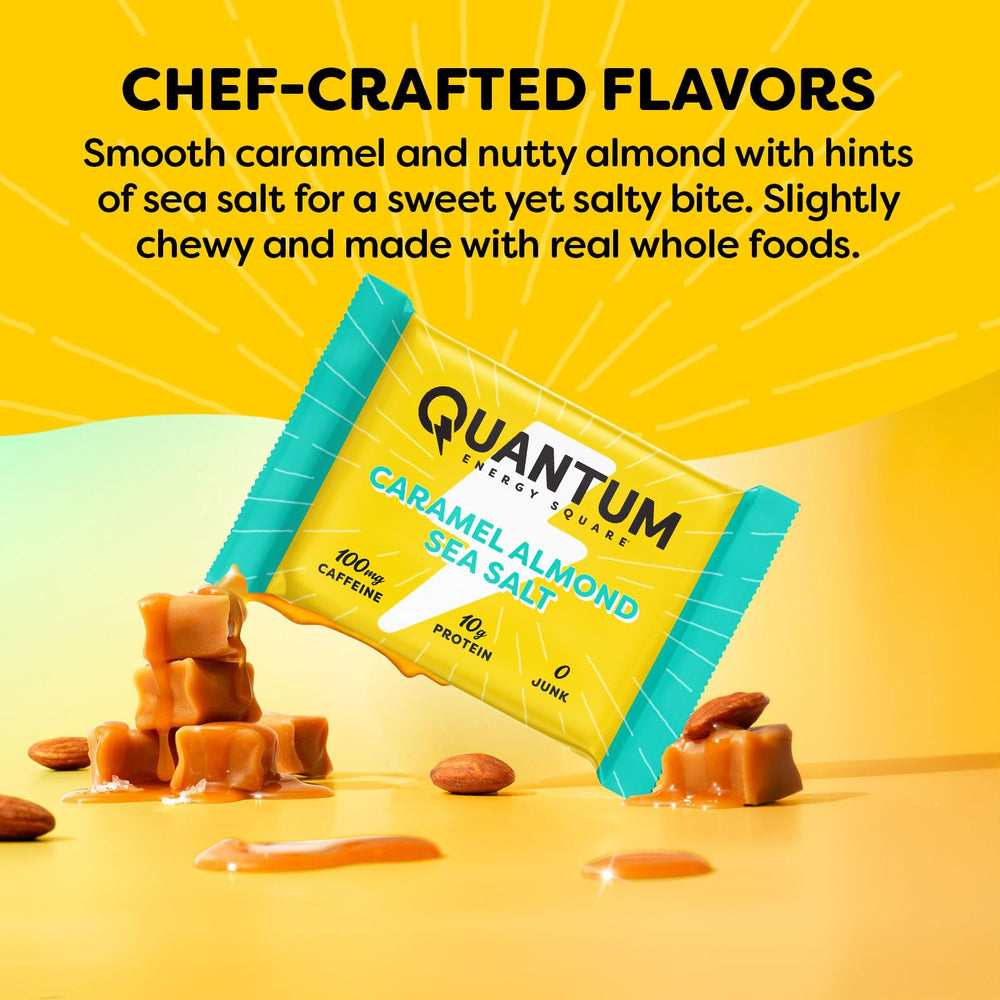 Quantum Energy Squares 10g protein bar side view showing nutrition