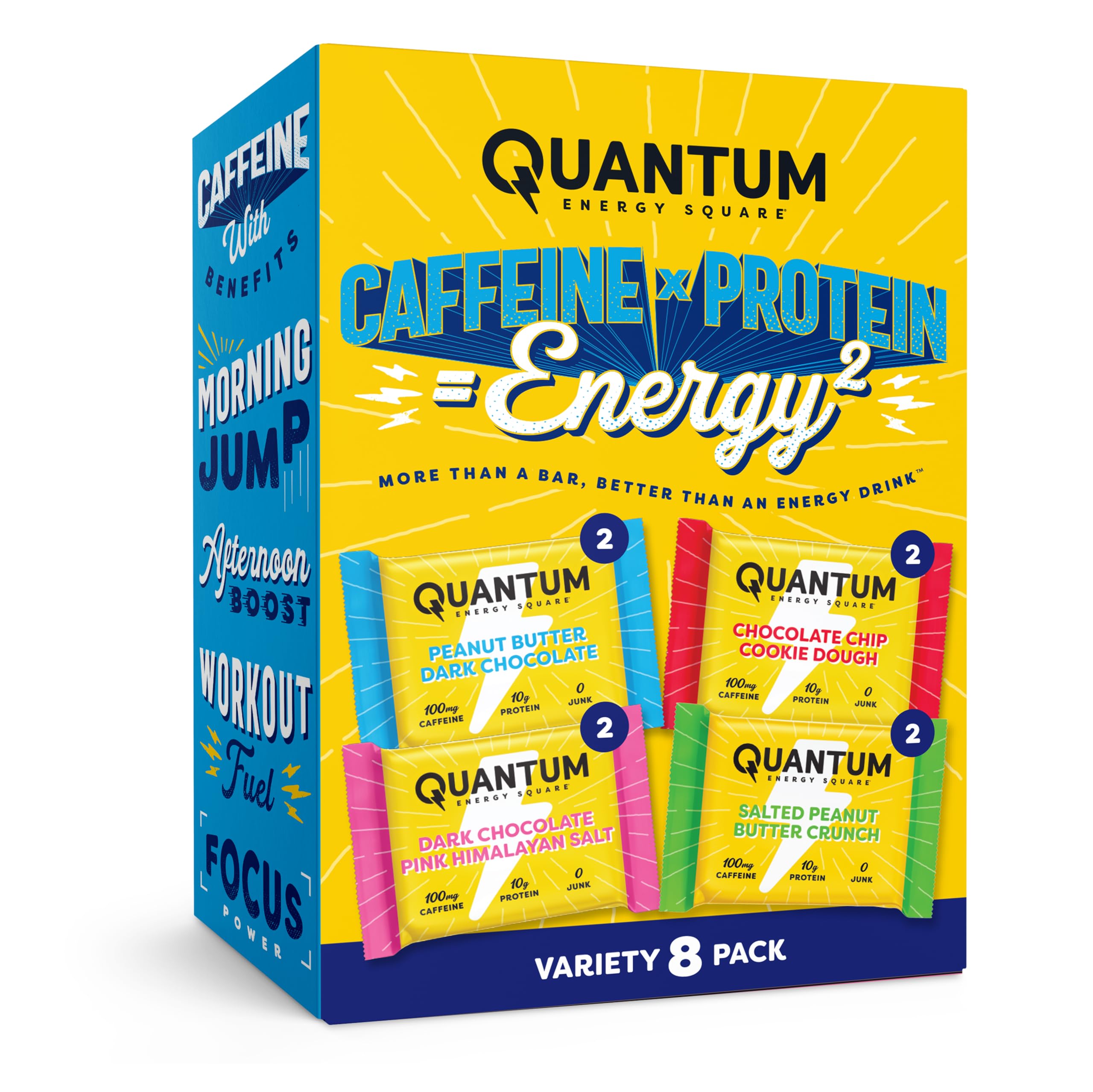 Quantum Energy Squares variety 8-pack for on-the-go sustained energy.