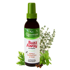 Quantum Health Buzz Away Extreme bottle pour for confident outdoor protection.