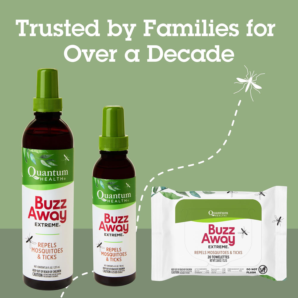 Toxin-free label on Quantum Health Buzz Away Extreme bottle