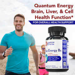 Quantum Nutrition Max Energy Bs active ingredients chart emphasizes nine B vitamins for cellular function