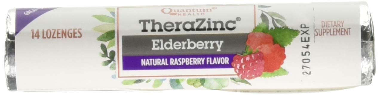 Quantum Zinc Elderberry Raspberry lozenge bottle on-the-go display for daily wellness
