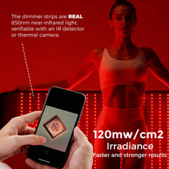 Front view of Quasar MD mat showing even LED distribution for full-body comfort.