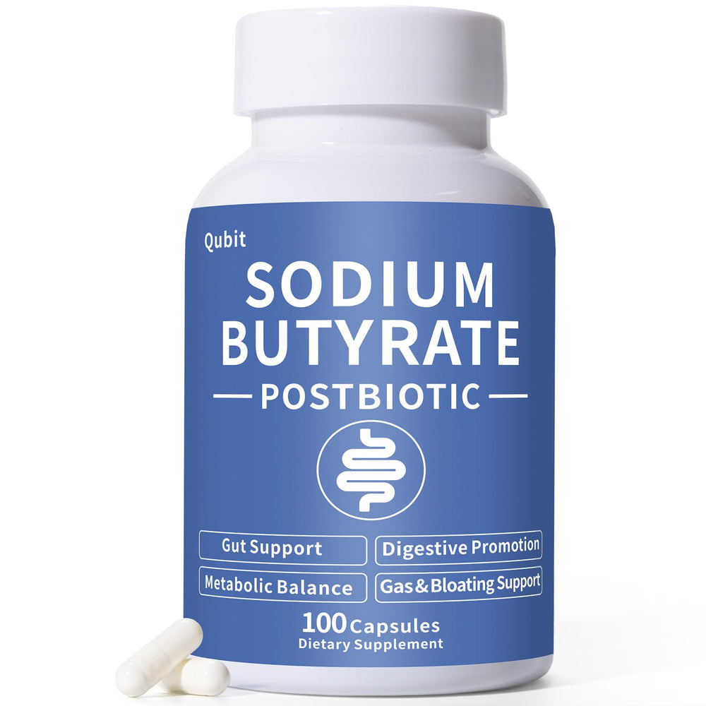QUBIT Sodium Butyrate supplement bottle ready for daily gut health support