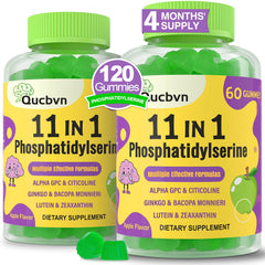 Qucbvn phosphatidylserine 600mg gummies bottle-front for brain support and focus