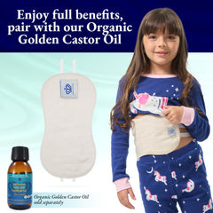 QUEEN OF THE THRONES Castor Oil Pack for Kids demonstrates easy oil application.