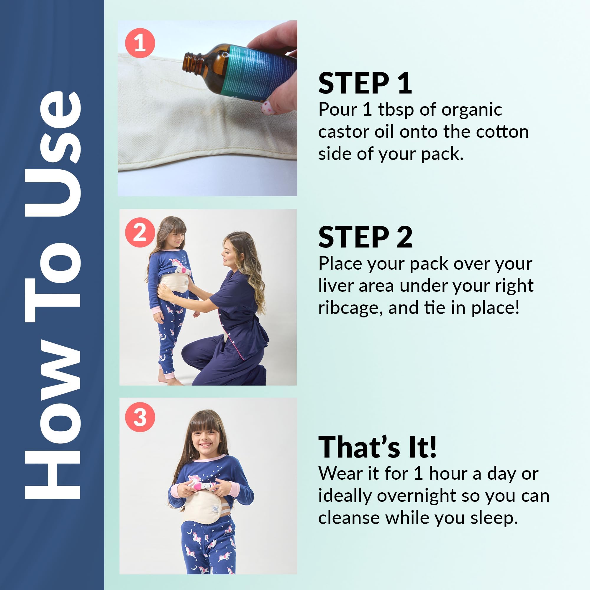QUEEN OF THE THRONES Castor Oil Pack for Kids reusable materials support ongoing use.