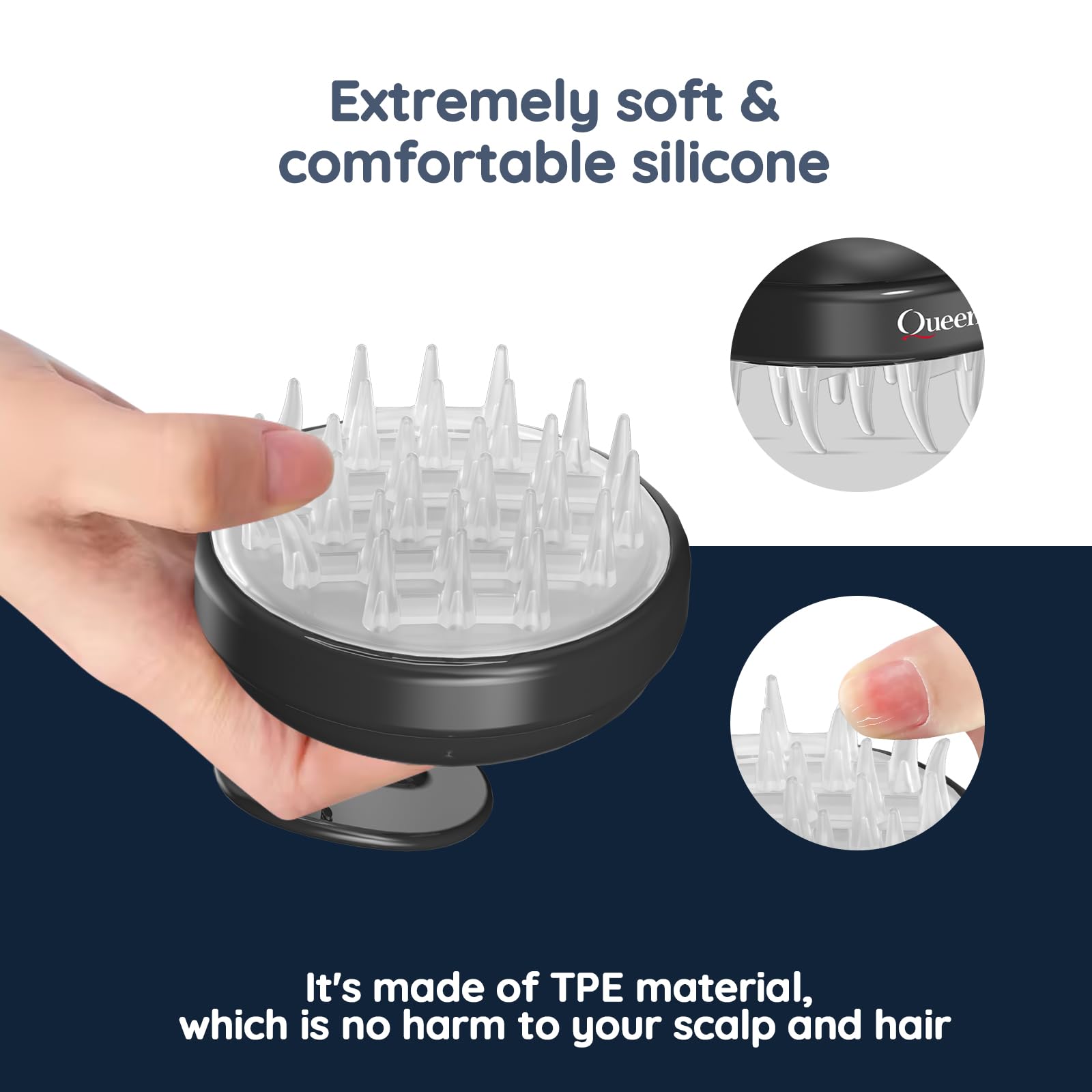 Queenwill Hair Massager in shower promoting convenient cleansing and relaxation during routine