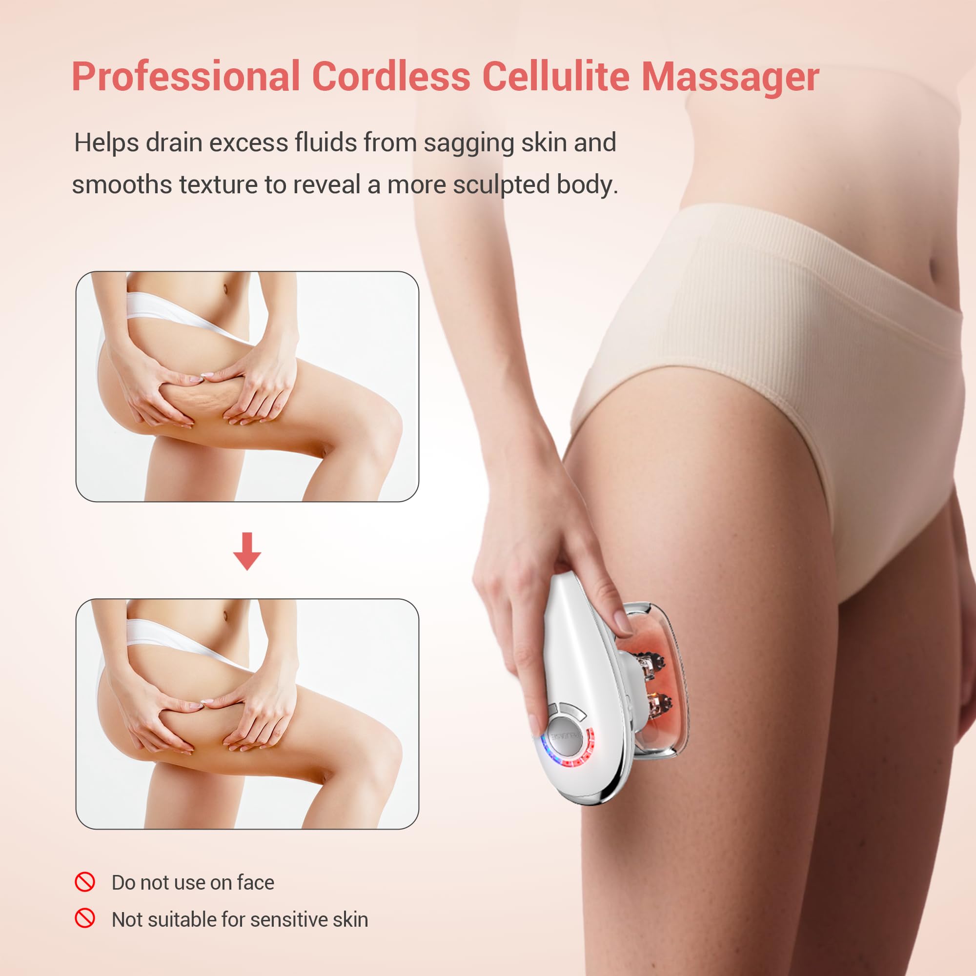 Queleay large suction cup in use on thigh delivers broad area contouring and traction.