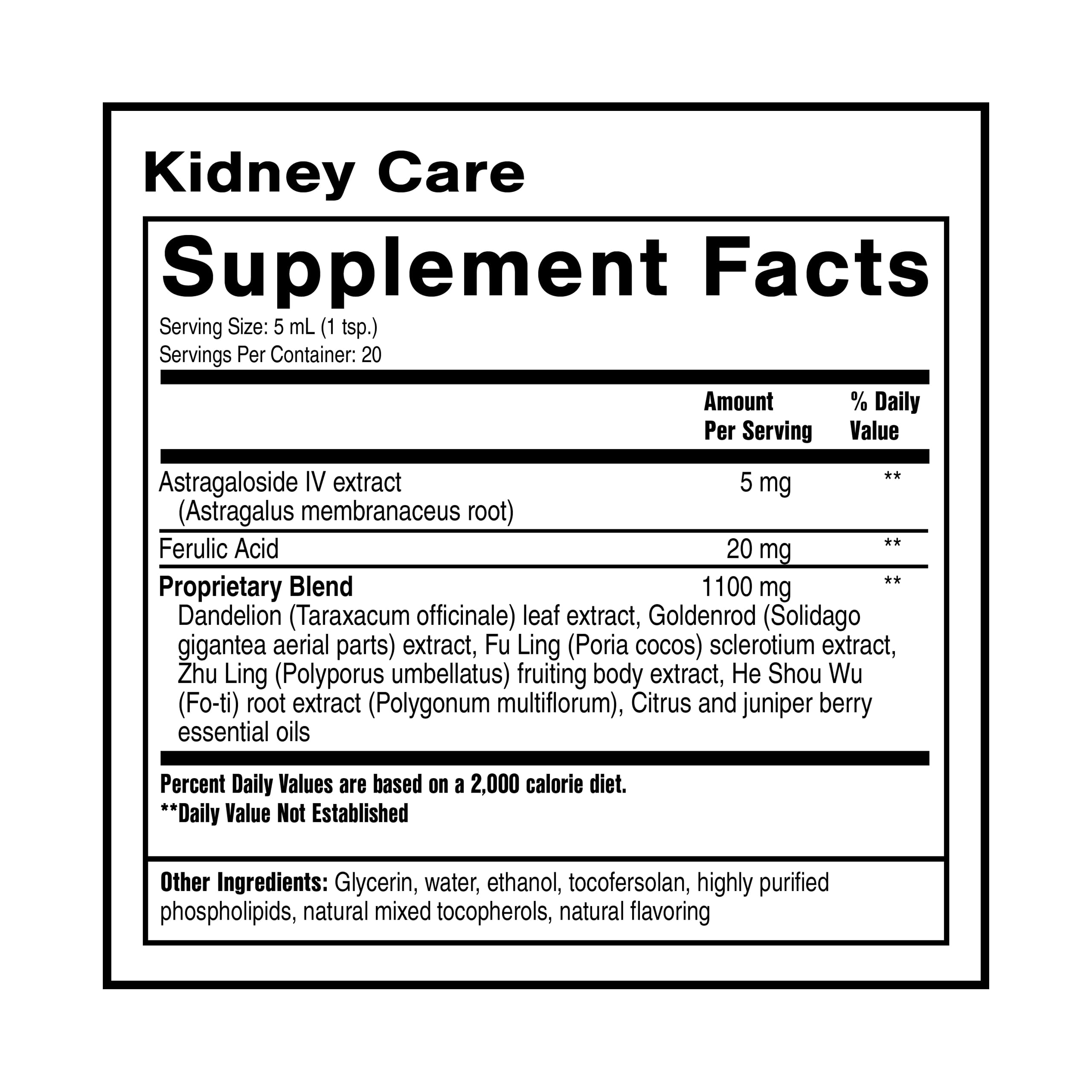 Quicksilver Kidney Care bottle with dosage cap demonstrates easy dosing for daily use.