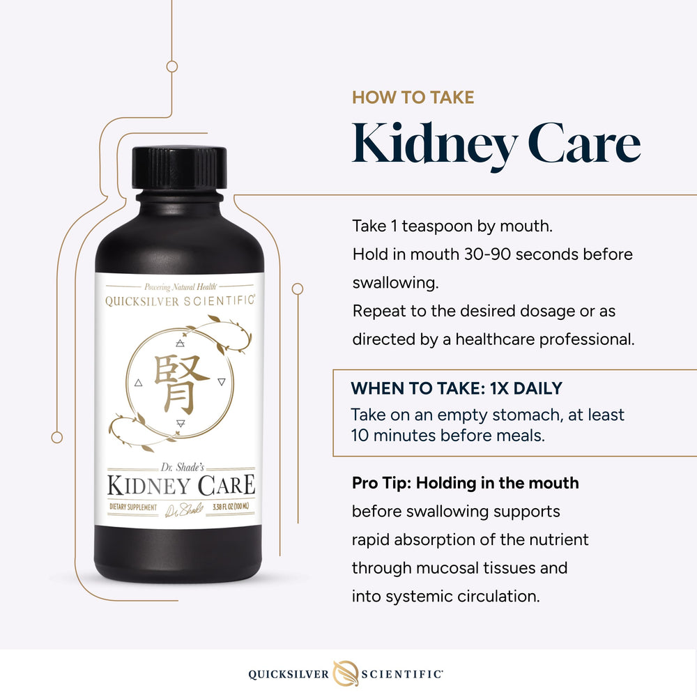 Quicksilver Kidney Care ferulic acid visual emphasizes natural antioxidant support.