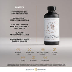 Quicksilver Kidney Care He Shou Wu and dandelion blend shown in bottle.
